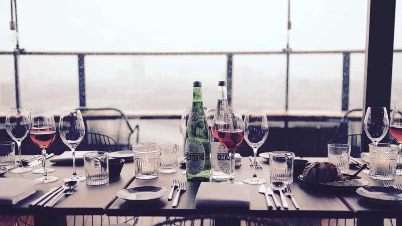 A set table in a quiet dining room before service